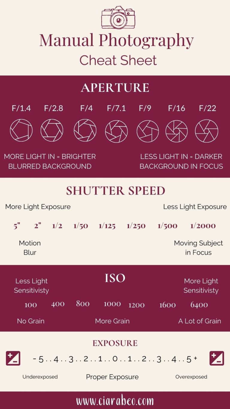 Tips for Taking Photos in Manual Mode (with Cheat Sheet!) - Ciarabeo